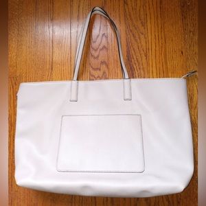 worn beige tote, good condition